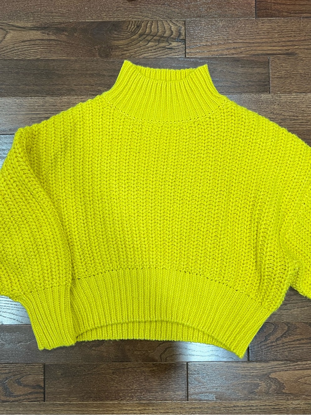 H&M Neon Yellow Cropped Turtleneck Sweater